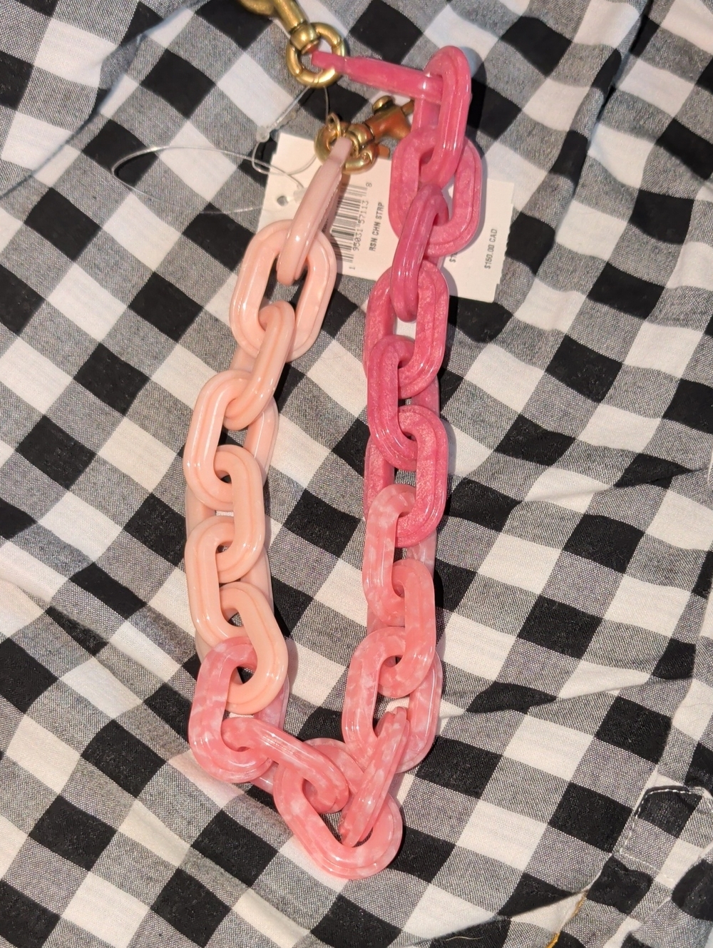 HTF 1941 Chunky Resin Chain link Novelty Strap- Pink Ombre